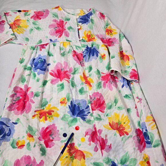 USA Vintage 70's Cottagecore Multicolor Floral Maxi Dress by MISS ELAINE Size XL - Picture 8 of 17